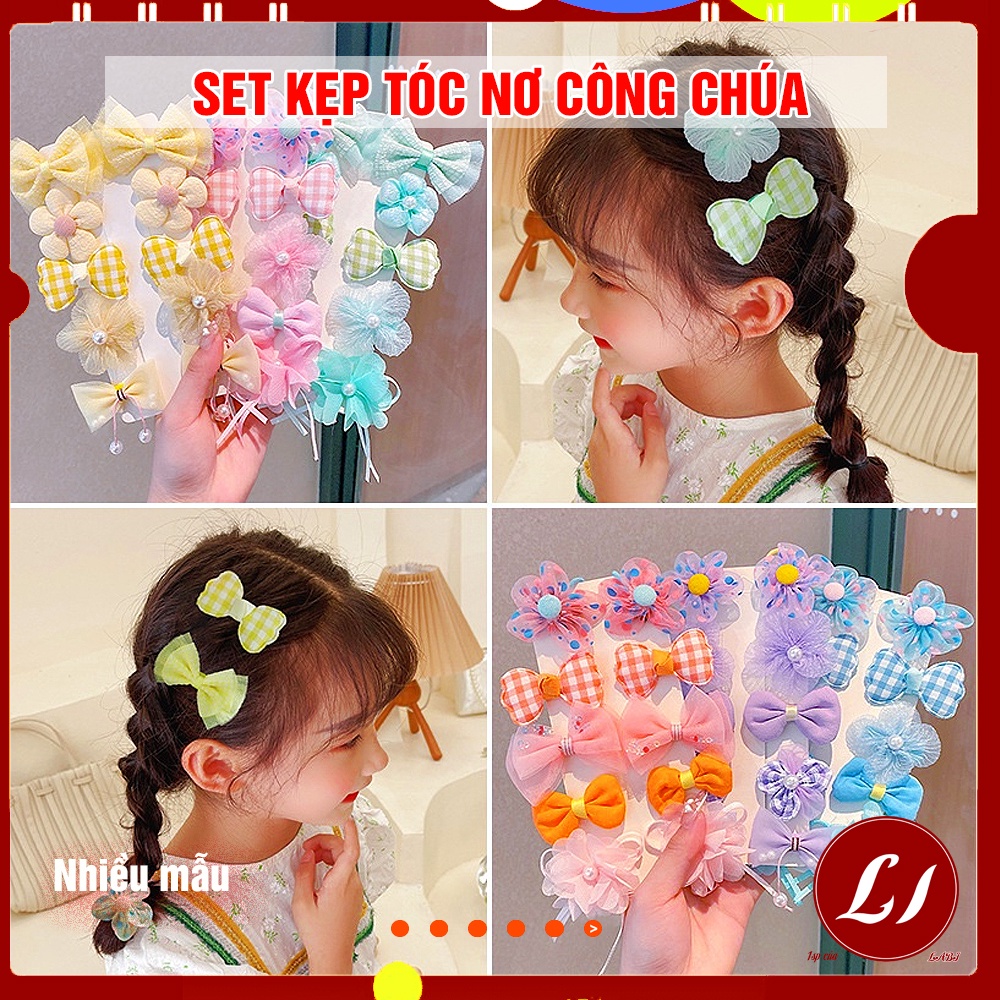 Set 10 Kẹp tóc HÌNH NƠ / Hoa Thời Trang phong cách Hàn Quốc Cho Bé