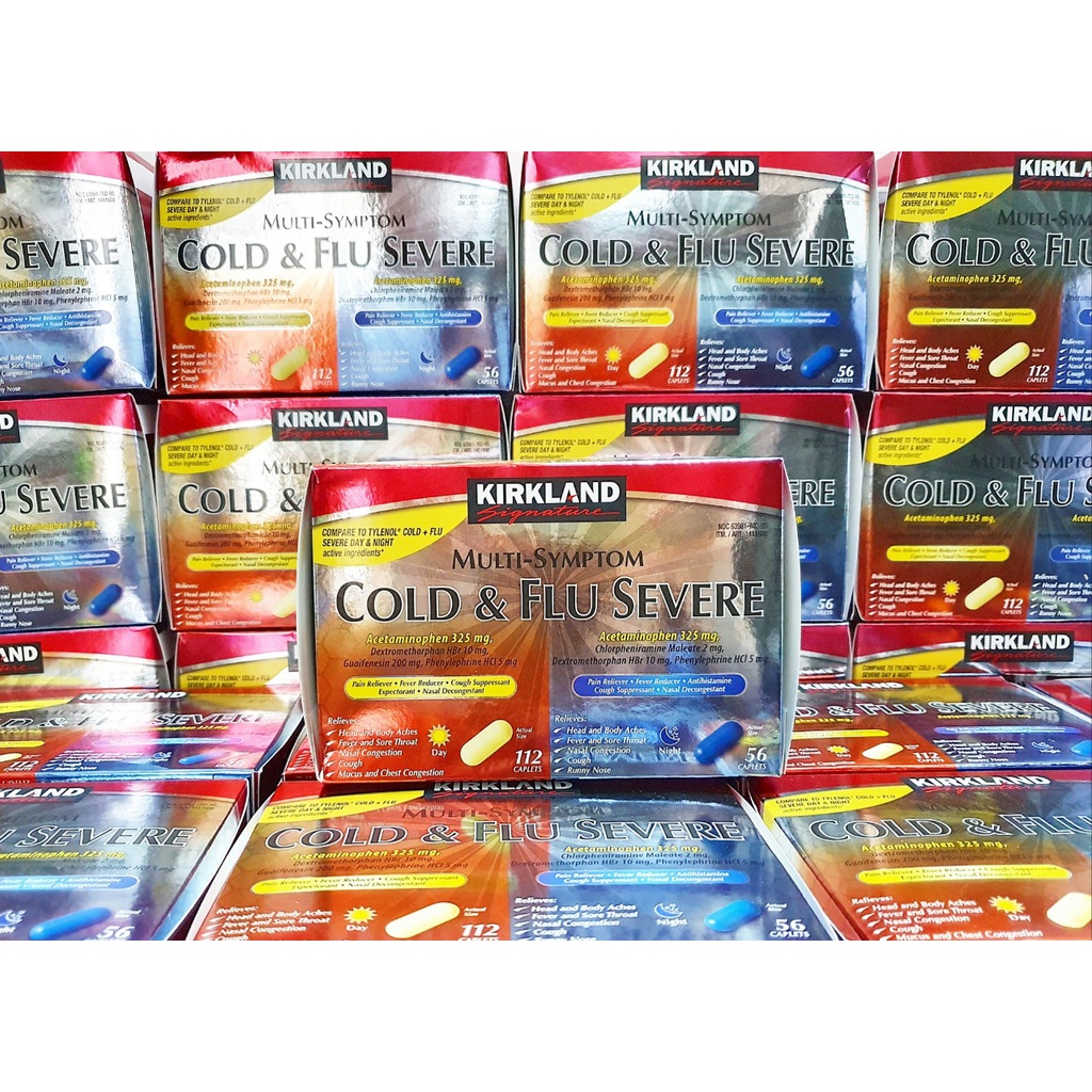 Viên uống Kirkland Multi Symptom Cold & Flu Severe 168 viên của Mỹ