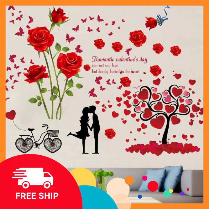 Decal dán tường ⚡️𝗙𝗥𝗘𝗘𝗦𝗛𝗜𝗣⚡️Tranh dán tường - chất liệu nhựa PVC Vinly chống thấm, tạo góc chụp hình checkin