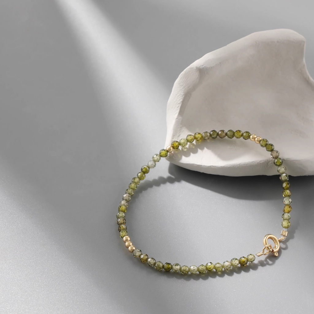 [Hàng Mới Về] Vòng Đeo Tay Đính Hạt Xanh Lá Cây Kiểu Cổ Điển Thời Trang Mùa Hè Cho Nữ