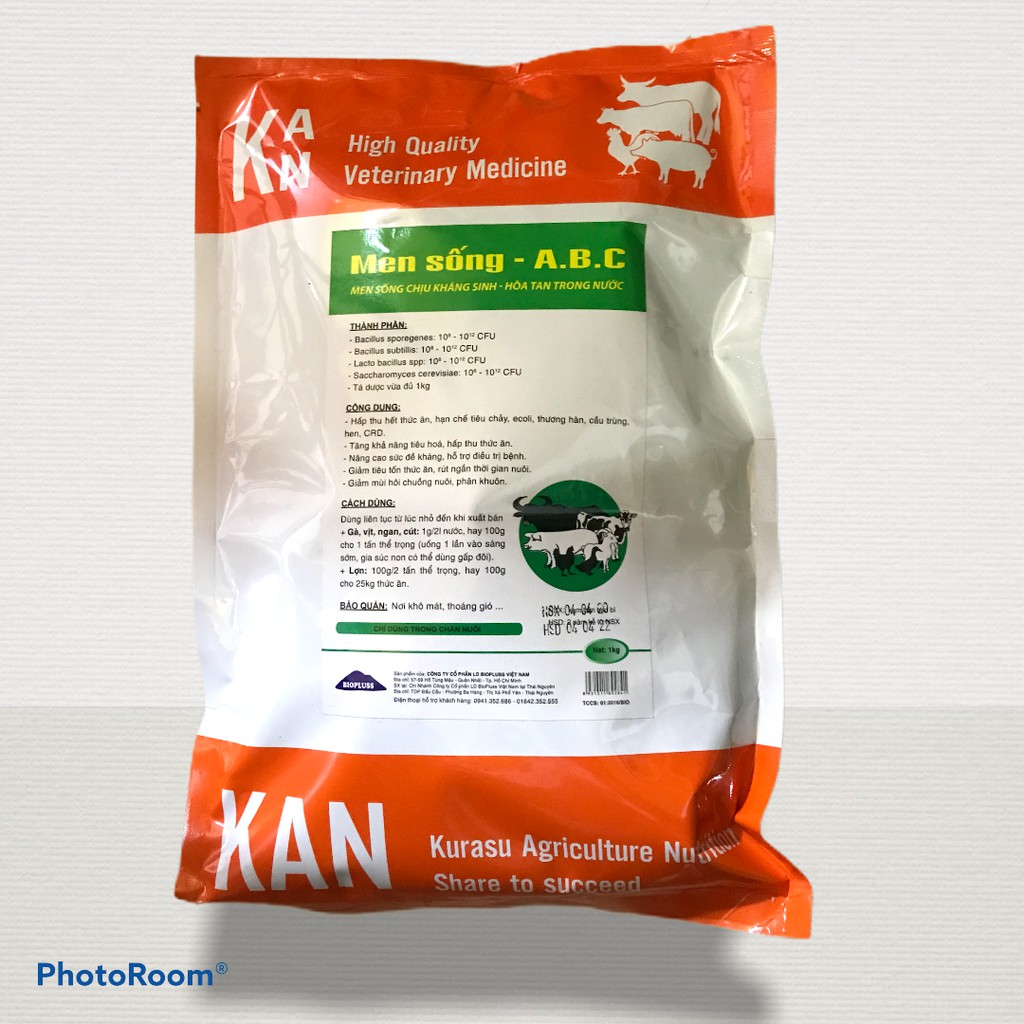 Men tiêu hóa sống chịu kháng sinh cho trâu bò lợn gà ngan ngỗng vịt chim tiêu hóa tốt, hạn chế tiêu chảy gói 1kg