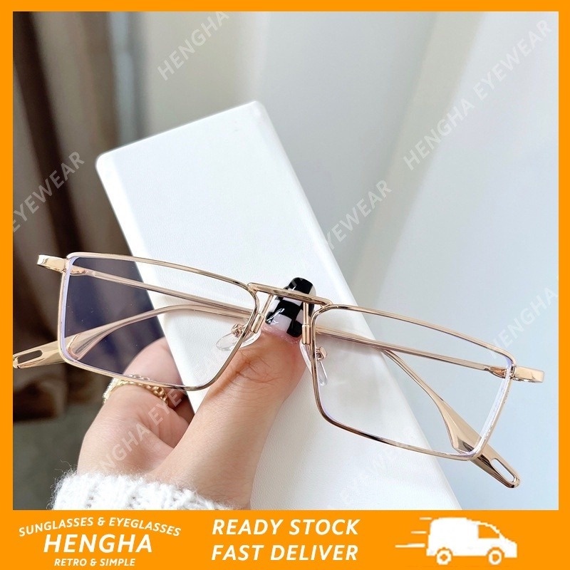 Mắt Kính Gọng Kim Loại Hình Chữ Nhật Thời Trang Nam Nữ
