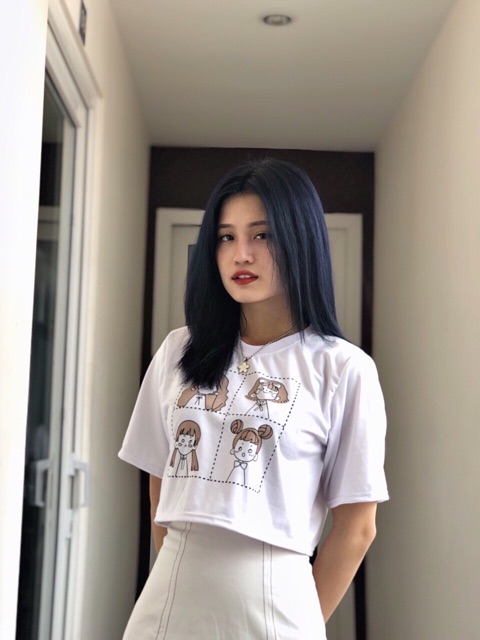 Áo Croptop Cô Gái Form Rộng Ảnh Thật
