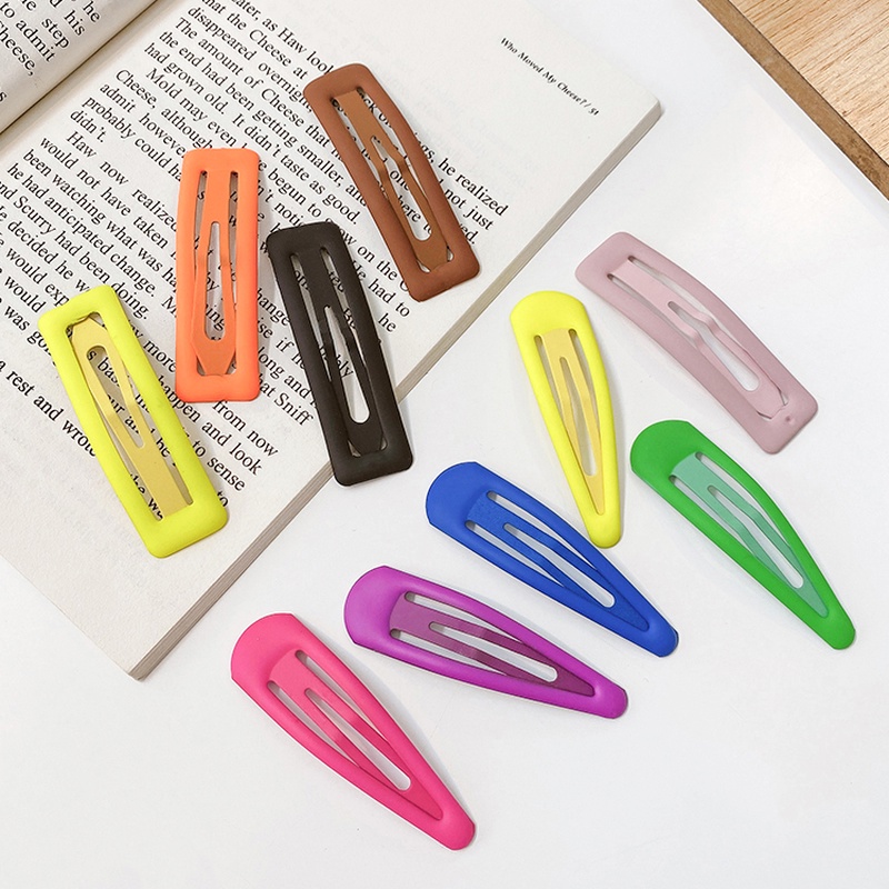 Set 1/2 kẹp tóc mái màu sắc đơn giản phong cách Hàn Quốc cho nữ