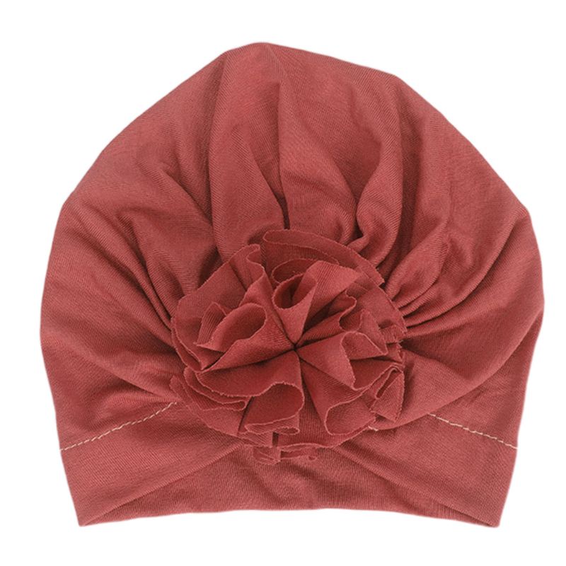 Mũ Turban Cotton Mềm Mại Màu Trơn Xếp Nếp Nhăn Cho Bé Sơ Sinh