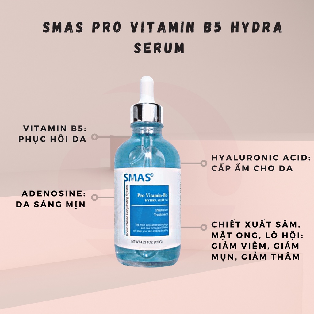 Serum Cấp Ẩm Phục Hồi Giảm Mụn Trắng Da SMAS Pro Vitamin B5 Hydra 120ML Hàng Nhập Khẩu Chính Hãng