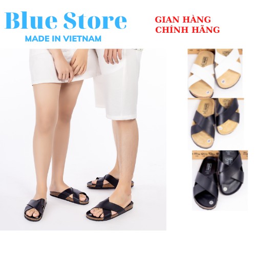 Dép quai chéo trơn đế bằng Bioline dành cho nam nữ, Siêu phẩm da PU hàng xuất khẩu Châu Âu - Bluestore mã D03