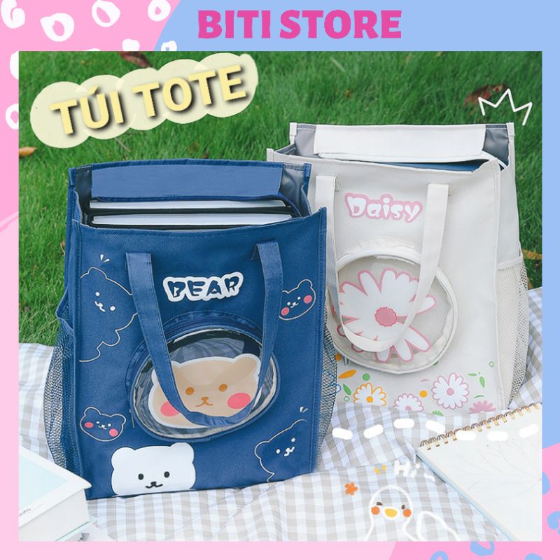 Túi/Cặp Vải/Tote [GIÁ TỐT] Hình Daisy/Hóa Cúc, Gấu/Bear Màu Sắc Trẻ Trung Rất Đẹp BiTi TT021