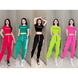 BỘ TẬP ROCK MORE ÁO CROPTOP QUẦN JOGGER SIÊU HOT MẶC ĐI CHƠI TẬP GYM, ZUMBA