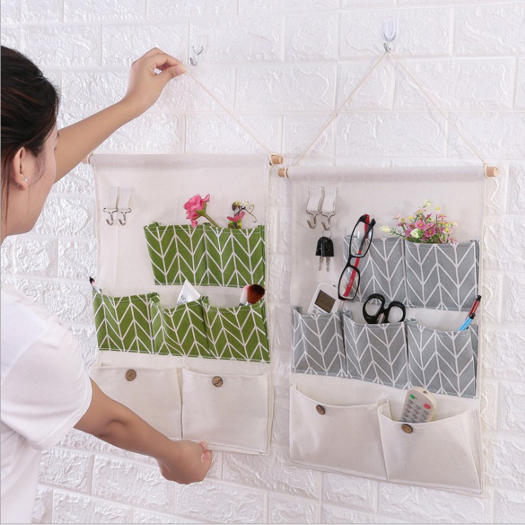 Túi đựng đồ 7 ô treo tường decor trang trí nhà cửa ( được chọn màu)