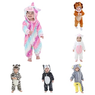 Bộ đồ ngủ liền thân tay dài in hình kỳ lân / sư tử dễ thương cho bé sơ sinh