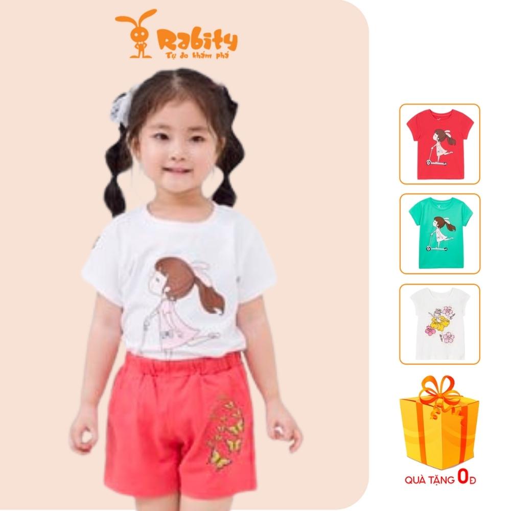 Áo thun bé gái ngắn tay RABITY cotton hình cô gái 91065.91052