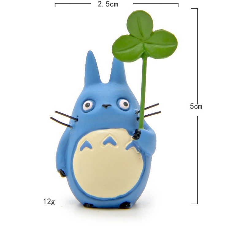 Mô hình Chu Totoro cầm cỏ Clover ba lá cho các bạn trang trí tiểu cảnh, terrarium, DIY