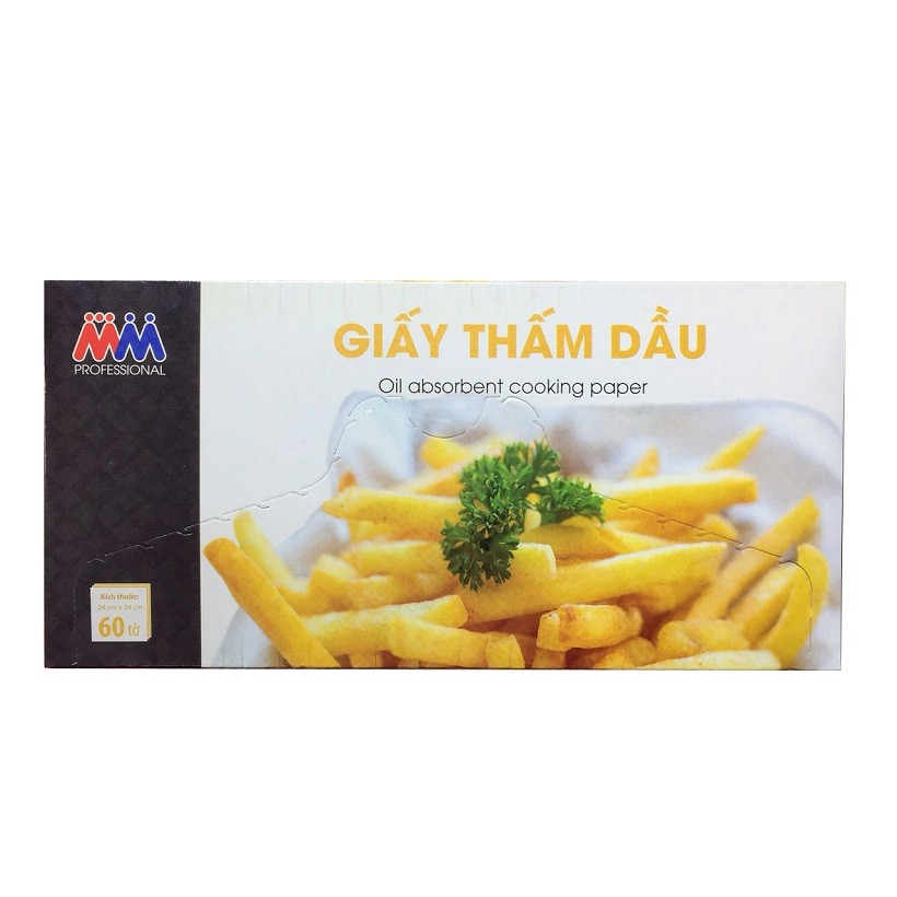 Giấy thấm nấu ăn MM Mega Market 60 tờ/hộp 24x24cm.