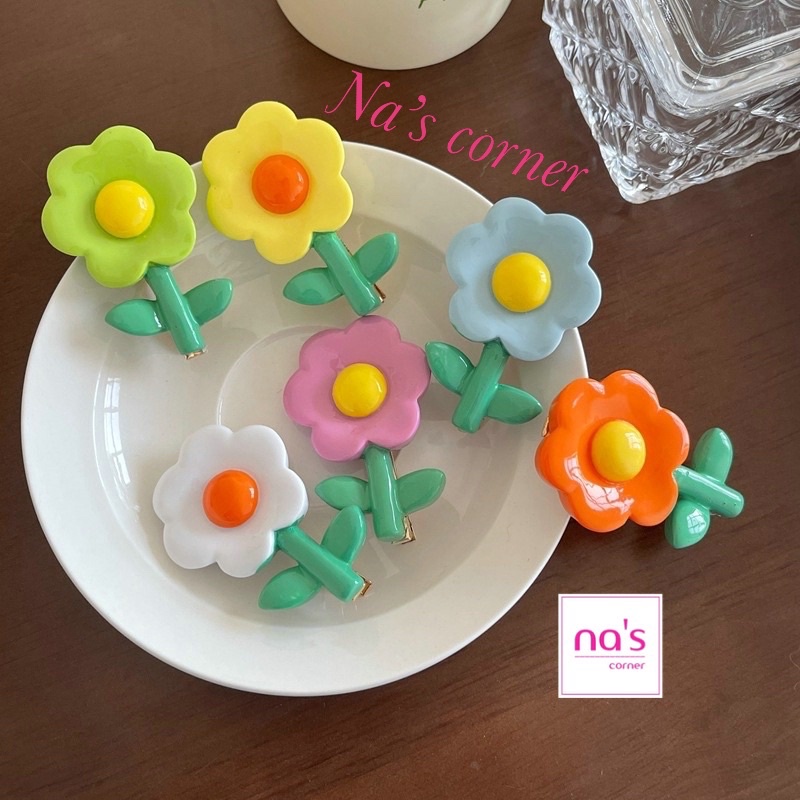 Kẹp tóc mỏ vịt hình bông hoa 3D dễ thương phong cách Hàn quốc màu sắc sinh động
