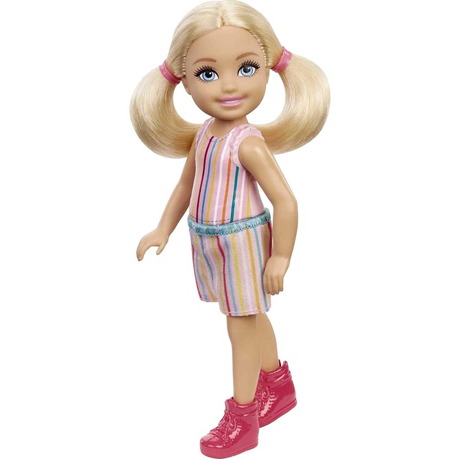 Búp Bê Barbie Club Chelsea Striped Print and Pink Boots