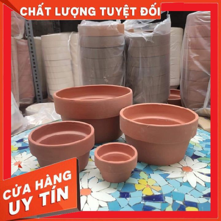 Chậu đất nung thấp màu nâu ❌ FREE SHIP ❌ Xuất xứ Bát Tràng, siêu phẩm trồng sen đá, xương rồng