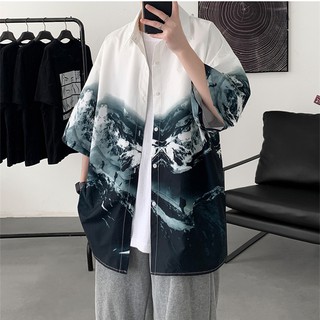 Áo sơ mi ngắn tay phong cách Hawaii in họa tiết thời trang size M-3XL
