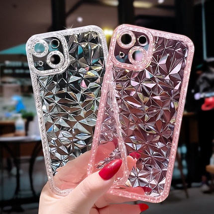 Ốp Điện Thoại TPU Silicon Mềm Trong Suốt Chống Sốc Họa Tiết Hình Thoi Cho iPhone 14 13 12 Pro Max 11 Pro XS Max X XR 7 8 Plus