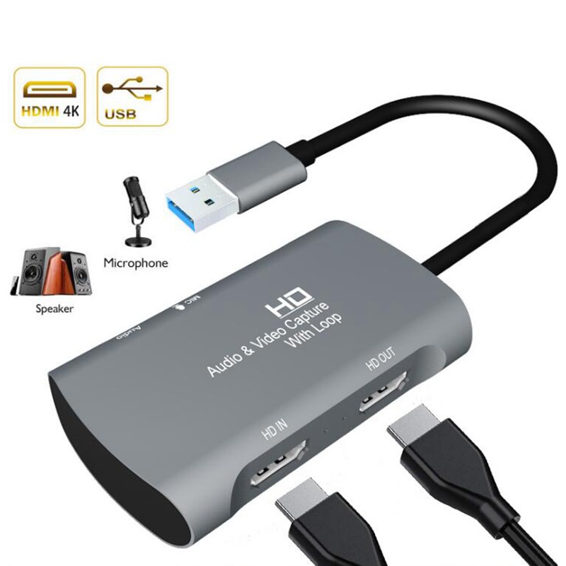 Video Capture Card 4K 1080P 30Fps Full HD USB to HDMI Video/Audio Capture Recorder Device Game Capture Box for PC Mac OS | BigBuy360 - bigbuy360.vn