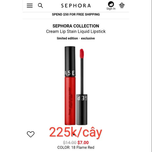 [gom order] son sephora dòng cream lip stain liquid lipstick