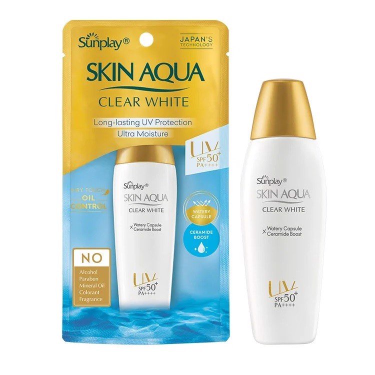 [Date 2025] Kem chống nắng Skin Aqua nắp vàng Sunplay Clear White SPF50+ PA++++ 25g,55g kiểm soát nhờn và dưỡng da
