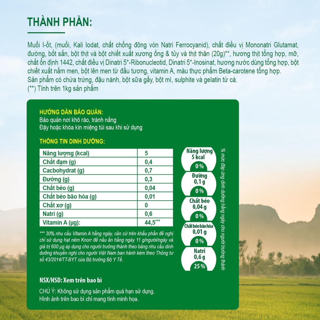 [HÀNG KHUYẾN MÃI] Hạt nêm Knorr Thịt thăn (xương ống&amp;tủy) 150g