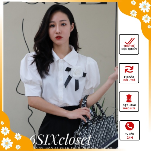 Áo sơ mi trắng kiểu tay phồng hàn quốc siêu Xinh