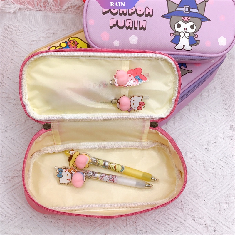 Bóp Viết Da PU Họa Tiết Mèo Hello Kitty Dễ Thương Dung Tích Lớn Tiện Dụng Cho Học Sinh