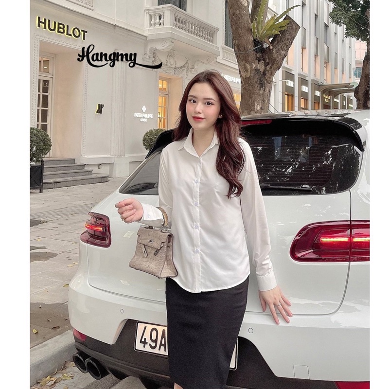 (40-70kg) Sơ Mi Trắng Cổ đức Dài Tay Chất đẹp cho nữ