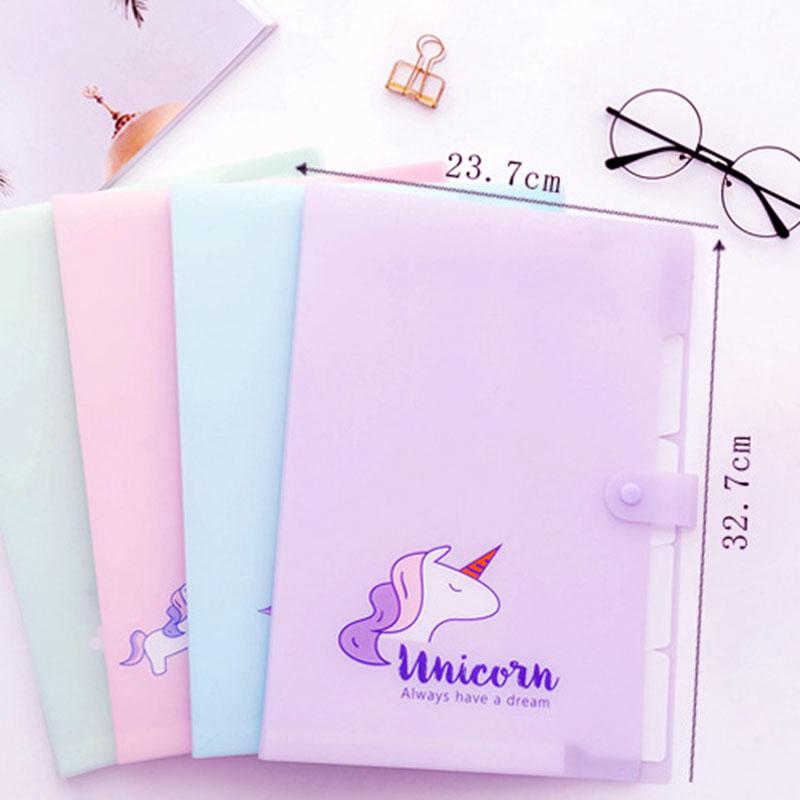 Bìa Đựng Hồ Sơ Khổ A4 Nhiều Ngăn Họa Tiết Kỳ Lân Sáng Tạo