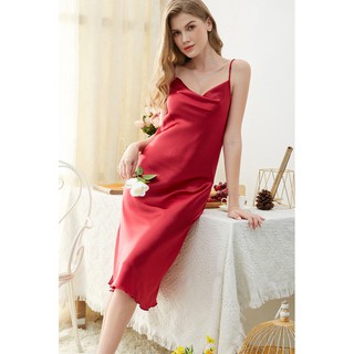 váy ngủ lụa hàn cổ đổ hở lưng sang trọng MD20 [váy ngủ - đồ mặc nhà sexy]