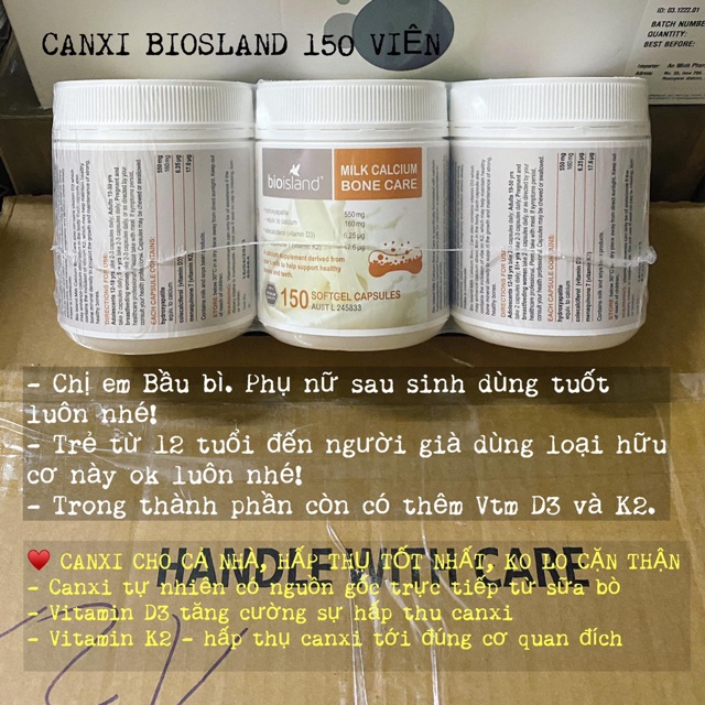 Canxi sữa bioisland k2d3 150v Úc