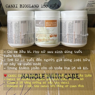 Canxi sữa bioisland k2d3 150v Úc