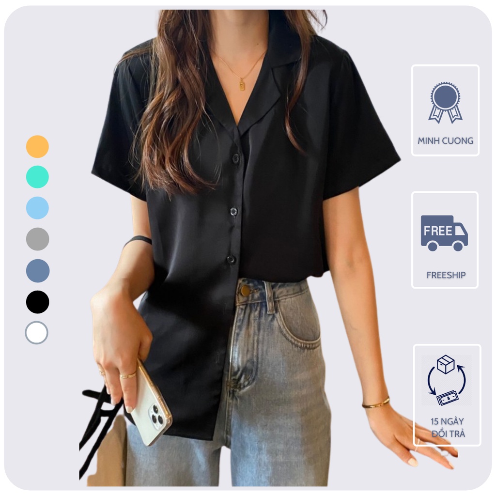 Áo sơ mi nữ tay ngắn form rộng unisex style Ulzzang Girls, áo cuban shirt cho hè 2022 - (SMV)