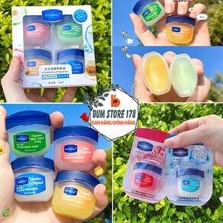 Set 4 son dưỡng môi hanboli dưỡng ẩm hồng môi, combo dưỡng môi hanboli 4 hủ chứa vitamin e bổ sung độ ẩm