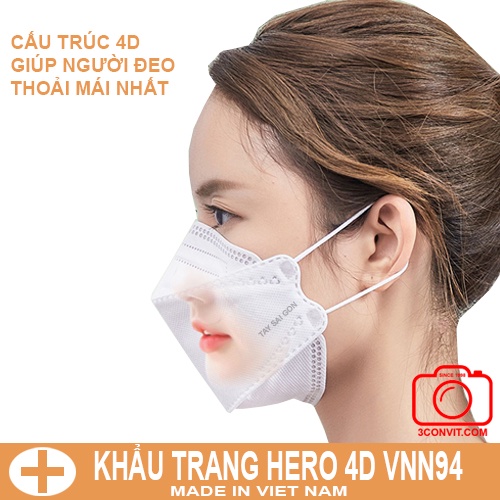 Túi 5 chiếc khẩu trang 4D Hero Tây Sài Gòn Cao Cấp Tiêu Chuẩn VNN94