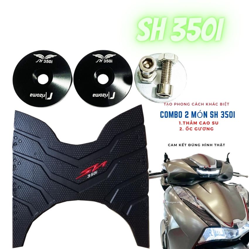 Combo 2 món Cho SH 350i Gồm Thảm Cao Su và Đôi Ốc Bịt Chân Gương Rizoma