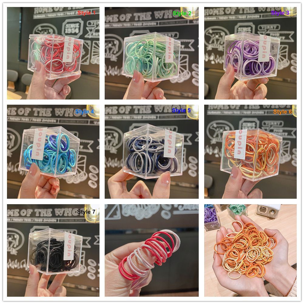 100 Dây buộc tóc co giãn mềm mại nhiều màu sắc phong cách Hàn Quốc dành cho trẻ em