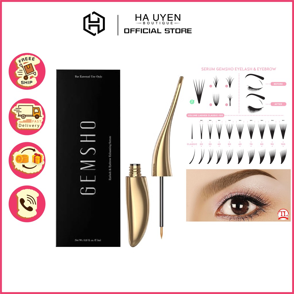 Serum Siêu Dưỡng Dài Mi , Dày Mi  GEM SHO  3ml [ Auth Mỹ ]