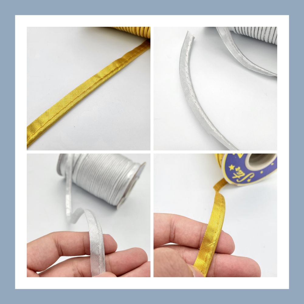 Dây Ruy Băng Da PU Màu Vàng / Bạc Trang Trí Bản Rộng 1.5cm