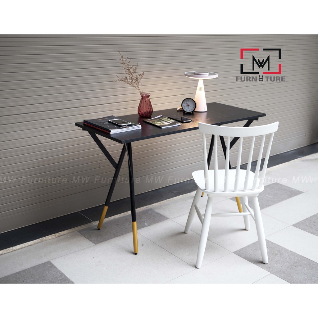 Bàn học và làm việc gỗ chân sắt sang trọng size 120x50 cm thương hiệu MW FURNITURE - Nội thất căn hộ