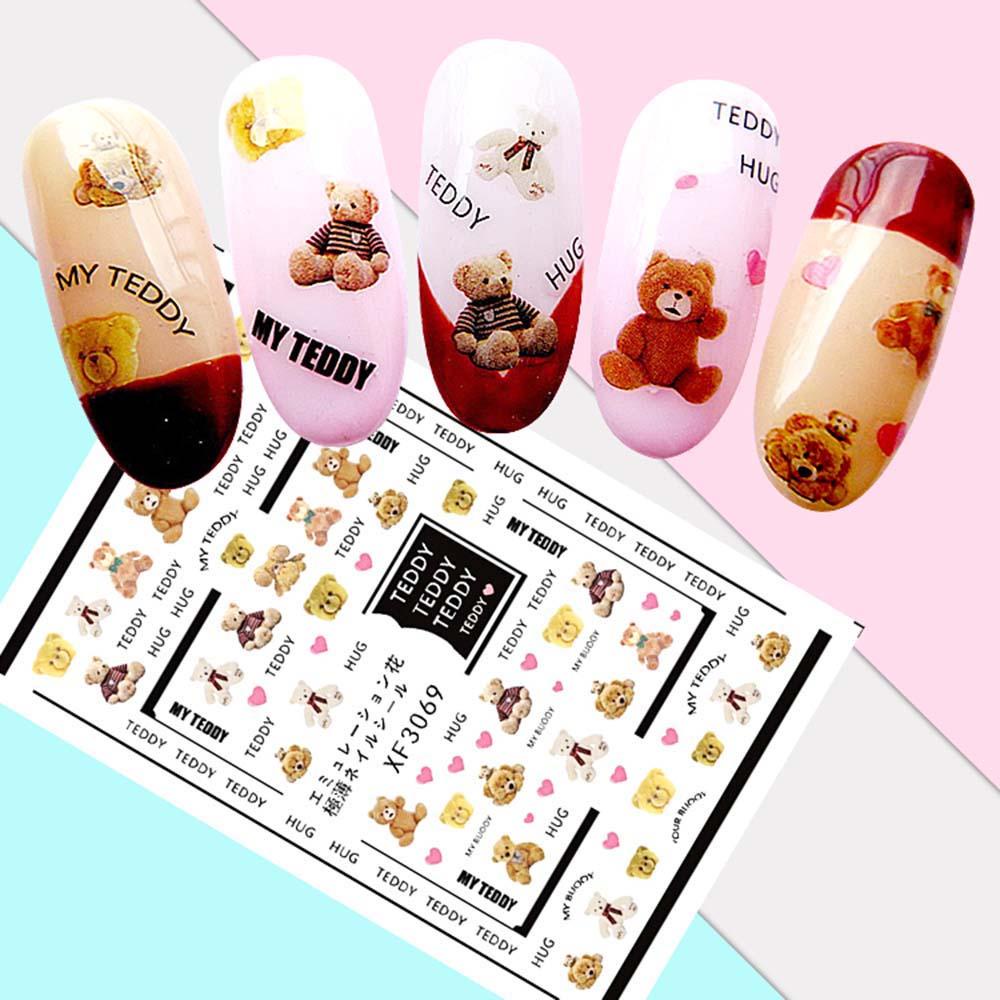 Miếng Dán Trang Trí Móng Tay 3D Hình Gấu Dễ Thương DIY