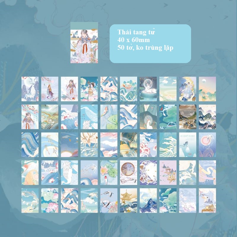 Sổ sticker cổ trang hình dán cute Đàm Hoa Nhất Mộng 1 quyển x 50 tờ – STIC017