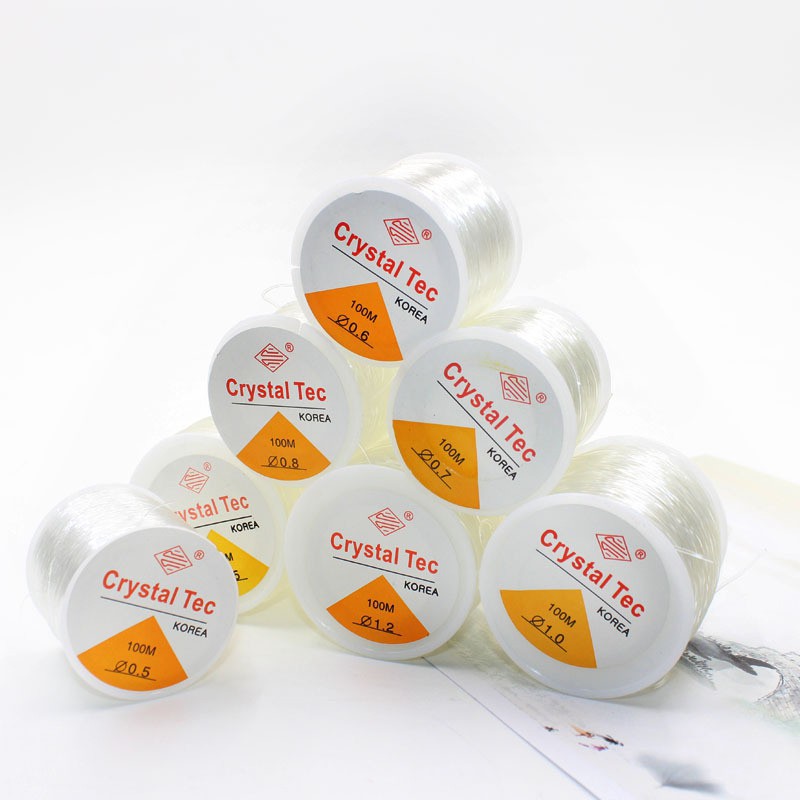 1 Cuộn dây trong suốt co giãn dài 5-12m rộng 0.5-1mm dùng làm đồ trang sức thủ công