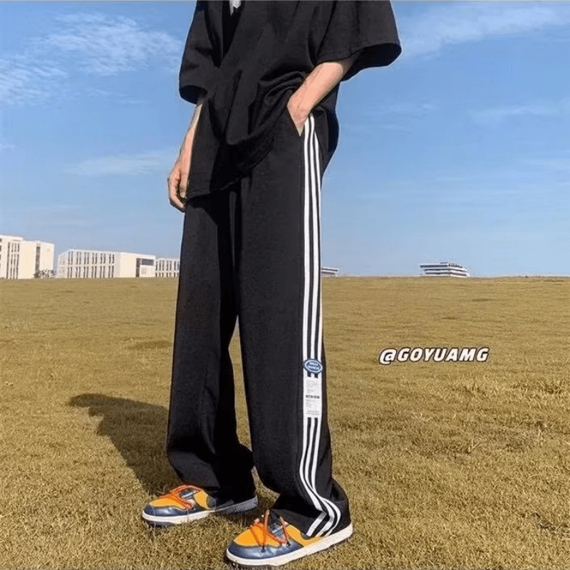 Quần ống rộng Họa Tiết Kẻ Sọc Phong Cách Hiphop Đường Phố Nhật Bản Cỡ M-3XL Thời Trang Cho Nam