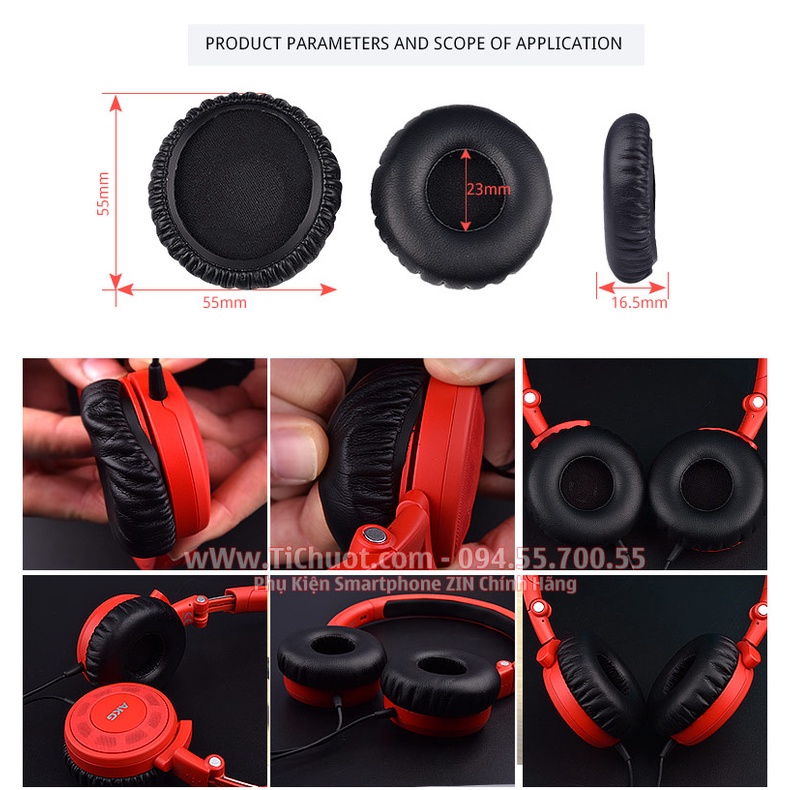 [1 Cặp] Đệm Mút Da Tai Nghe Tròn 55mm 5.5cm Headphones Chụp Tai