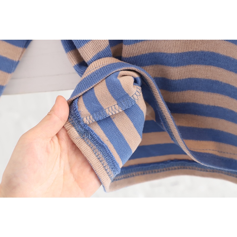 Set Áo Thun polo Tay Dài + Quần Yếm Denim Màu Trơn Họa Tiết Hoạt Hình Cho Bé Trai Gái Cỡ 80-120cm