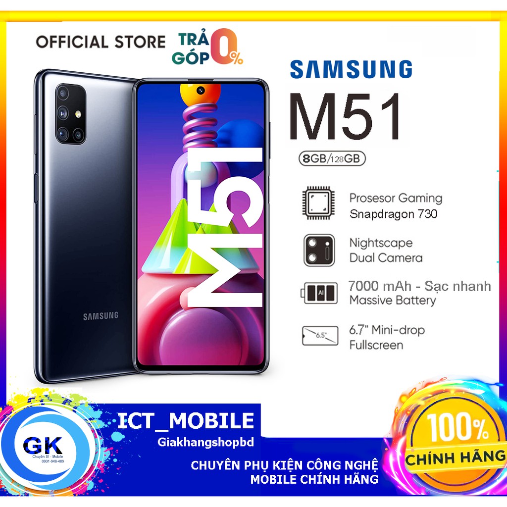 Điện Thoại Samsung Galaxy M51 8GB& 128GB & Pin 7000 mAh - Hàng Chính Hãng