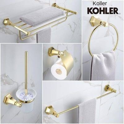 Giá treo khăn vàng Kohler, khung, tất cả đồng, đặt, bồn tắm, phòng, nhà vệ sinh, phòng tắm, mặt dây chuyền phần cứng